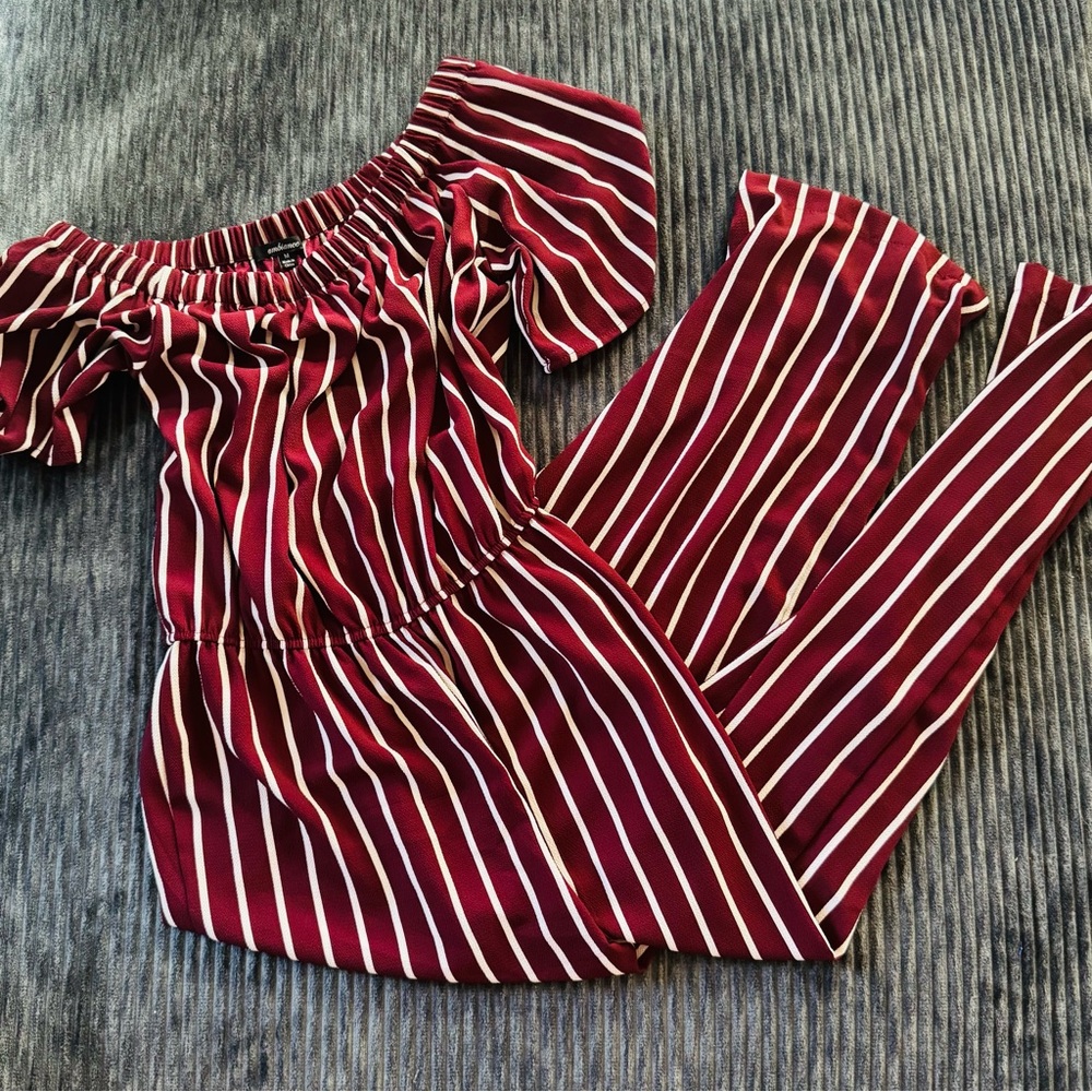 Striped Off-Shoulder Jumpsuit